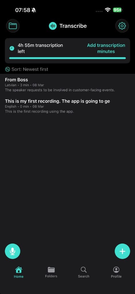 Transcript with playback